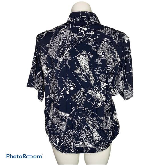 Maja blue and white map dolman sleeve top - Picture 2 of 10